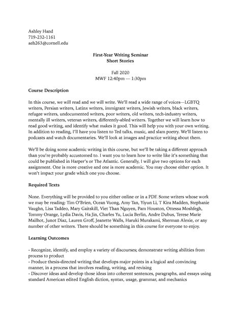 cornell fws|Fall 2021 First.